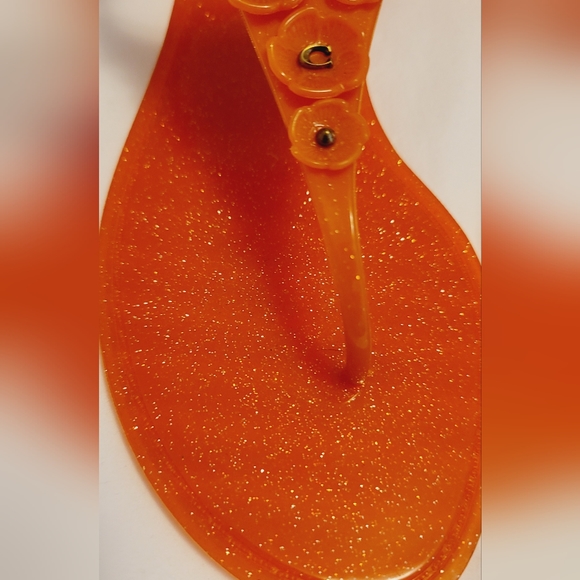 NEW COACH ORANGE SANDLES Gold Glitter SIZE 8 No Box Jelly Bean Style Must Have - Picture 9 of 9